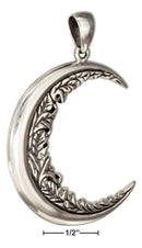 Silver Charms & Pendants Sterling Silver Charm: Floral Crescent Moon Pendant JadeMoghul