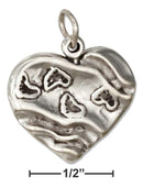 Silver Charms & Pendants Sterling Silver Charm: Heart With Footprints Charm JadeMoghul Inc.