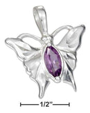 Silver Charms & Pendants Sterling Silver Charm: High Polish Butterfly Pendant With Purple Cubic Zirconia JadeMoghul