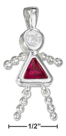 Silver Charms & Pendants Sterling Silver Charm: July Bright Red Cubic Zirconia Birthstone Girl Pendant JadeMoghul