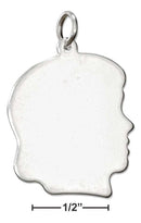 Silver Charms & Pendants Sterling Silver Charm: Large Engravable Girl Profile Charm JadeMoghul