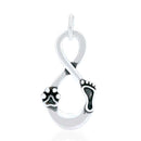 Silver Charms & Pendants Sterling Silver Charm: Our Lives Cross Paths Footprint Dog Paw Print Infinity Pendant JadeMoghul Inc.