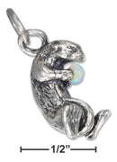 Silver Charms & Pendants Sterling Silver Charm: Sea Otter Charm Holding A Synthetic Opal Chip JadeMoghul