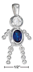 Silver Charms & Pendants Sterling Silver Charm: September Deep Blue Cubic Zirconia Birthstone Boy Pendant JadeMoghul