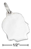 Silver Charms & Pendants Sterling Silver Charm: Small Engravable Girl Profile Charm JadeMoghul