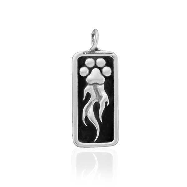 Silver Charms & Pendants Sterling Silver Charm:  Speed Paws Paw Print Dog Agility Pendant With Flames JadeMoghul Inc.