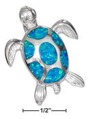 Silver Charms & Pendants Sterling Silver Charm: Synthetic Blue Opal Sea Turtle Pendant JadeMoghul