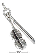 Silver Charms & Pendants Sterling Silver Charm: Three Dimensional Bow And Violin Charm JadeMoghul