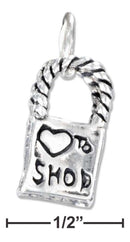 Silver Charms & Pendants Sterling Silver Charm: Three Dimensional "heart To Shop" Shopping Bag Charm JadeMoghul