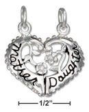 Silver Charms & Pendants Sterling Silver Charm: Two Piece Break Apart Heart "mother Daughter" Charm JadeMoghul
