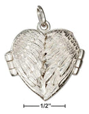 Silver Charms & Pendants Sterling Silver Charms: High Polish Angel Wings Heart Locket JadeMoghul