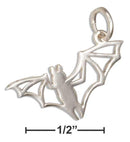 Silver Charms & Pendants Sterling Silver Open Work Silhouette Flying Bat Charm JadeMoghul