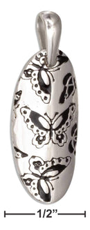 Silver Charms & Pendants Sterling Silver Oval Black Enamel Butterflies Pendant JadeMoghul