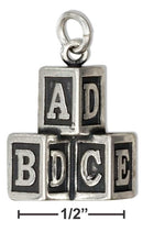 Silver Charms & Pendants Sterling Silver Stacked Toy Alphabet Baby Blocks Charm JadeMoghul Inc.