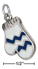 Silver Charms & Pendants Sterling Silver White Enamel Winter Mitten Charm JadeMoghul Inc.
