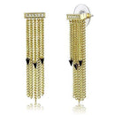 Gold Drop Earrings 3W1205 Gold+Ruthenium Brass Earrings with Crystal