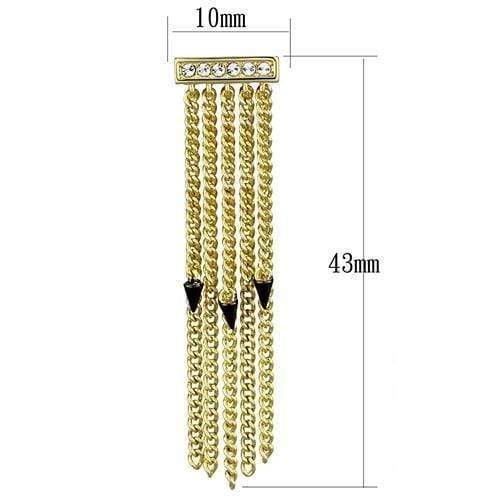 Gold Drop Earrings 3W1205 Gold+Ruthenium Brass Earrings with Crystal