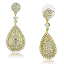 Gold Drop Earrings 3W1259 Gold Brass Earrings with AAA Grade CZ