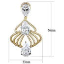 Gold Earrings For Girls 3W1325 Gold Brass Earrings with AAA Grade CZ