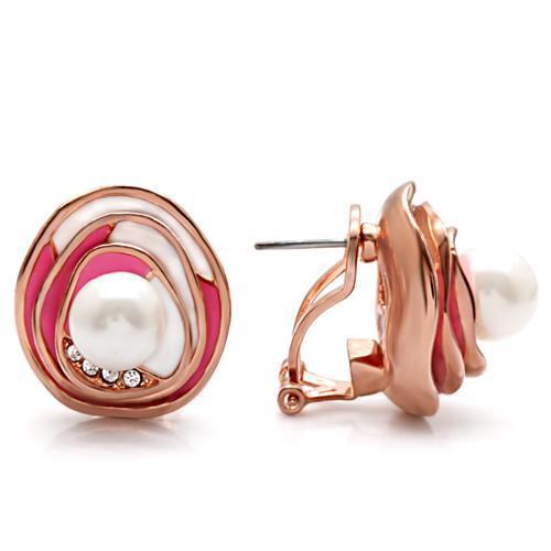 Gold Stud Earrings 1W123 Rose Gold Brass Earrings with Synthetic