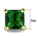 Gold Stud Earrings 3W544 Gold Brass Earrings with Synthetic in Emerald