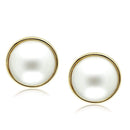 Silver Earrings Gold Stud Earrings GL254 Gold - Brass Earrings with Synthetic in White Alamode Fashion Jewelry Outlet