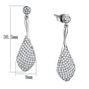 Silver Earrings Silver Drop Earrings TS324 Rhodium 925 Sterling Silver Earrings with CZ Alamode Fashion Jewelry Outlet