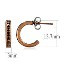 Silver Hoop Earrings 3W1140 Coffee light Brass Earrings with Crystal
