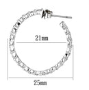 Silver Hoop Earrings 3W370 Rhodium Brass Earrings with AAA Grade CZ