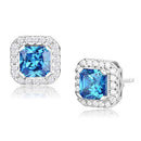 Silver Stud Earrings 3W1370 Rhodium 925 Sterling Silver Earrings in London Blue