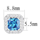 Silver Stud Earrings 3W1370 Rhodium 925 Sterling Silver Earrings in London Blue