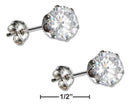 Silver Earrings STAINLESS STEEL 8MM ROUND CLEAR CUBIC ZIRCONIA POST EARRINGS JadeMoghul