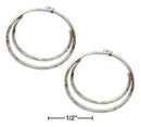 Silver Earrings Sterling Silver 19MM Hammered Flat Bottom Double Hoop Earrings JadeMoghul Inc.