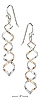 Silver Earrings STERLING SILVER AND 12KT GOLD-FILLED DOUBLE CORKSCREW SPIRAL DANGLE EARRINGS JadeMoghul