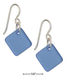 Silver Earrings Sterling Silver Cornflower Blue Square Sea Glass Earrings JadeMoghul