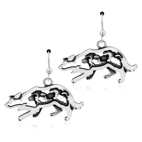 Silver Earrings Sterling Silver Crouching Border Collie Earrings With Sheep On French Wires JadeMoghul