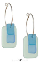 Silver Earrings Sterling Silver Earrings: 21MM Wire Hoop Earrings With Green And Blue Sea Glass Dangles JadeMoghul Inc.