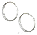 Silver Earrings Sterling Silver Earrings: 40MM Textured Three Wire Hoop Earrings JadeMoghul Inc.