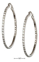 Silver Earrings Sterling Silver Earrings: 54MM Pave Cubic Zirconia Hoop Earrings JadeMoghul Inc.