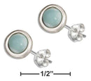 Silver Earrings Sterling Silver Earrings: 7MM Round Larimar Earrings JadeMoghul Inc.
