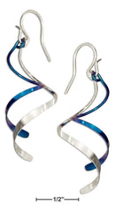 Silver Earrings Sterling Silver Earrings: And Blue Niobium Double Corkscrew Curl Spiral Dangle Earrings JadeMoghul Inc.