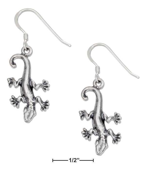 Silver Earrings Sterling Silver Earrings: Antiqued Crawling Gecko Earrings On French Wires JadeMoghul
