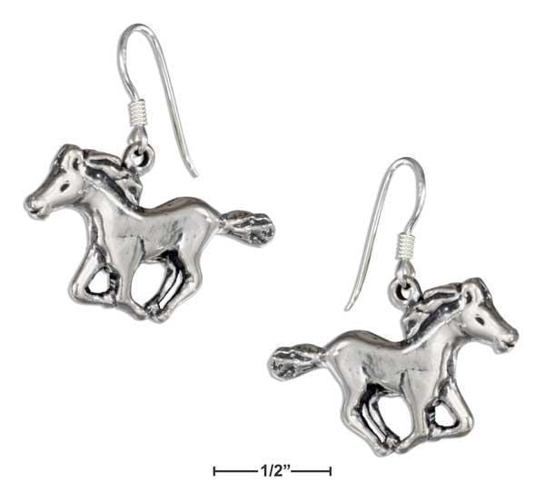 Silver Earrings Sterling Silver Earrings: Antiqued Running Horse Earrings On French Wires JadeMoghul