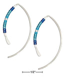 Silver Earrings Sterling Silver Earrings: Bow Shaped Curve Wire Earrings With Purple Glass Seed Beads JadeMoghul Inc.