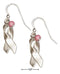 Silver Earrings Sterling Silver Earrings: Breast Cancer Awareness Large Ribbon Earrings Pink Riverstone Beads JadeMoghul