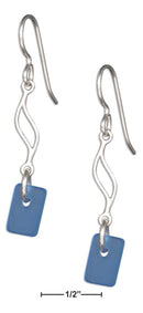 Silver Earrings Sterling Silver Earrings: Cornflower Blue Sea Glass Journey Wave Dangle Earrings JadeMoghul Inc.
