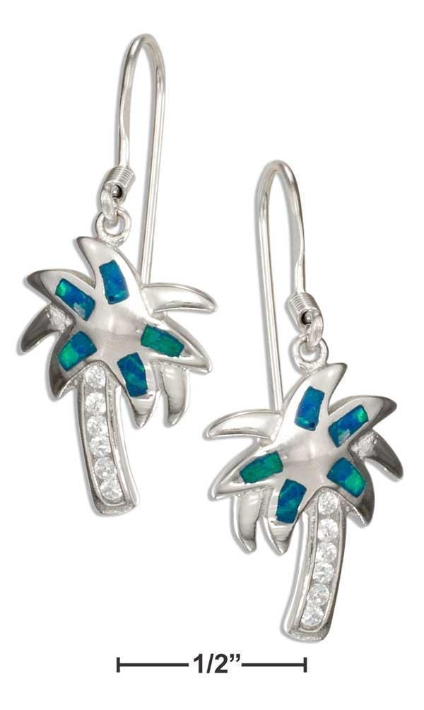 Silver Earrings Sterling Silver Earrings: Cubic Zirconia And Synthetic Blue Opal Palm Tree Earrings JadeMoghul