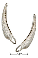 Silver Earrings Sterling Silver Earrings: Curved Leaf Ear Climber Pin Earrings JadeMoghul Inc.