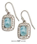 Silver Earrings Sterling Silver Earrings: Cushion Shape Larimar Earrings With Pave Cubic Zirconia Frame JadeMoghul Inc.