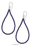 Silver Earrings Sterling Silver Earrings: Deep Blue Heishi Bead Hoop Earrings JadeMoghul Inc.